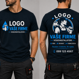 Personalizirana majica za vodoinstalatere – logo i podaci vaše firme – Tvrtke