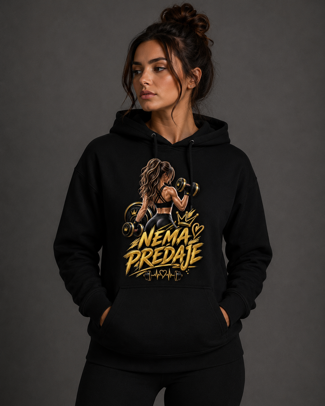 Ženski Fitness Hoodie „Nema predaje“ – Dukserica za teretanu i trening