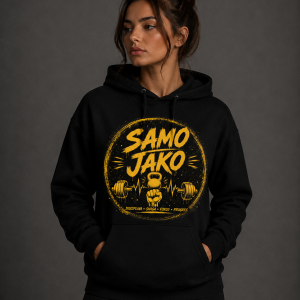 Ženski Fitness Hoodie „Samo jako“ – Dukserica za trening i teretanu