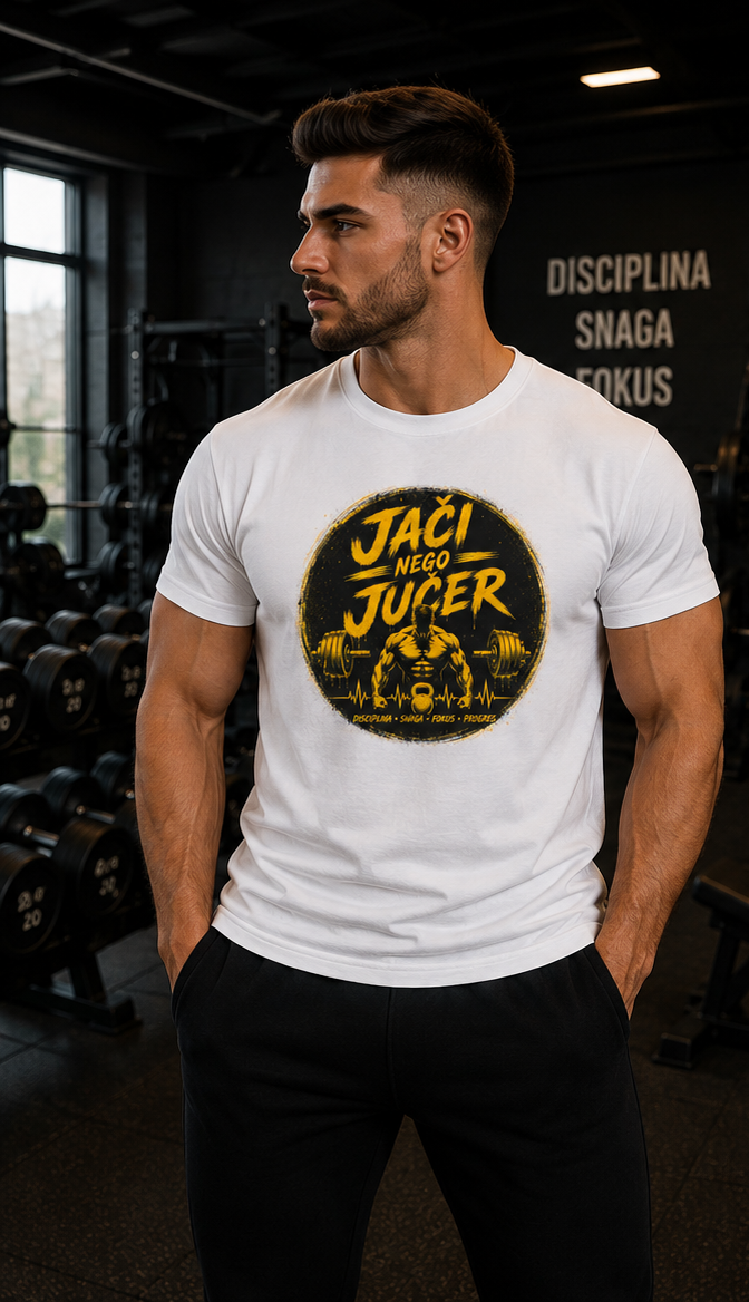 Jači nego jučer | Muška majica za teretanu – GYM modeli – fotografija 2