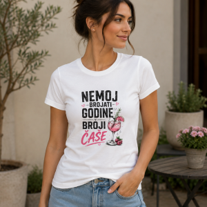 Nemoj brojati godine, broji čaše | Ženska majica – Dostupno odmah