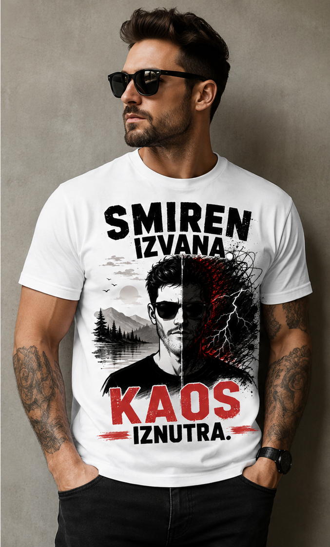 Smiren izvana. Kaos iznutra. - Muška majica – Muške majice – fotografija 2